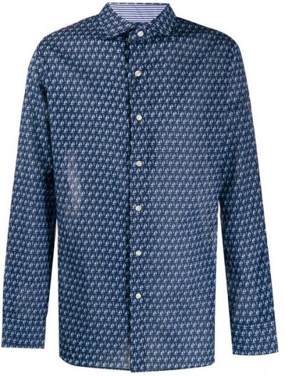 Micro-pattern slim fit shirt