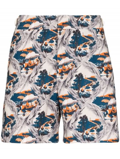 'Summer Scene' bulldog swim shorts