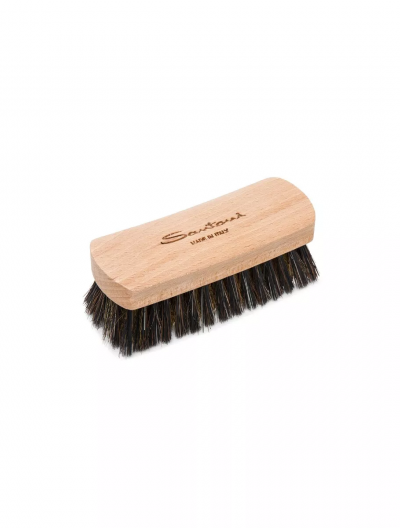 Wooden brush with mixed brass and horsehair bristles
