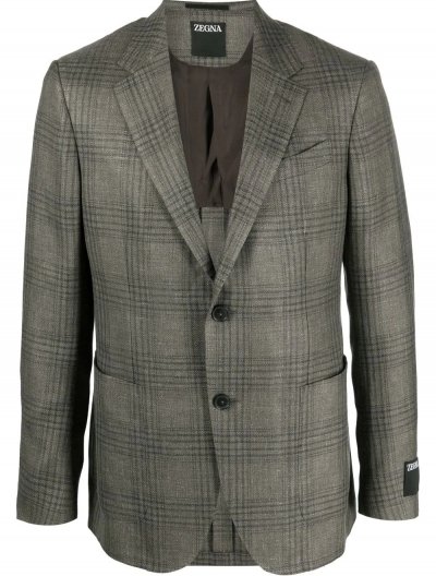 Cashmere/linen/silk checked jacket