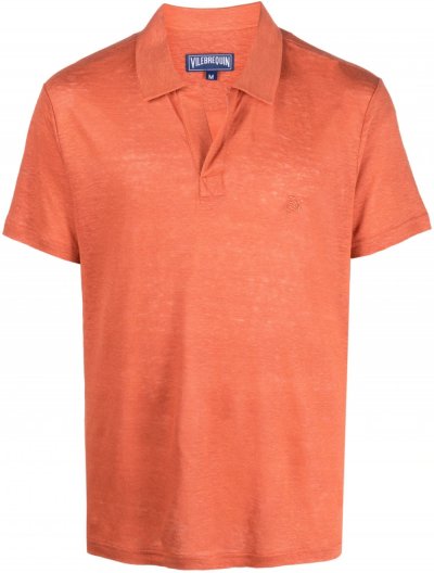 'Pyramid' buttonless linen polo shirt