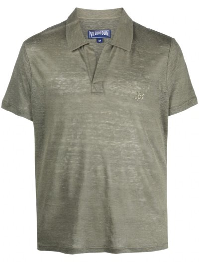 'Pyramid' buttonless linen polo shirt