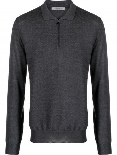 Wool knitted zip polo shirt