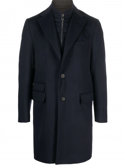 Wool coat with detachable inner side