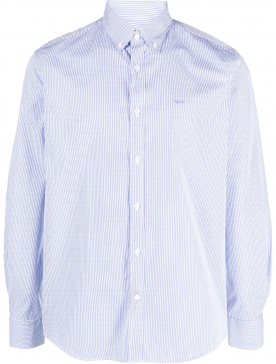 Cotton striped shirt with tone to tone logo