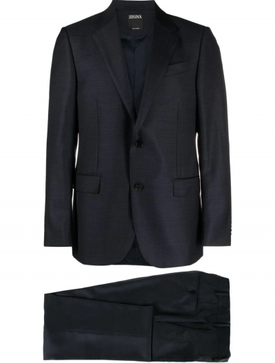 Micro-pattern wool/silk suit