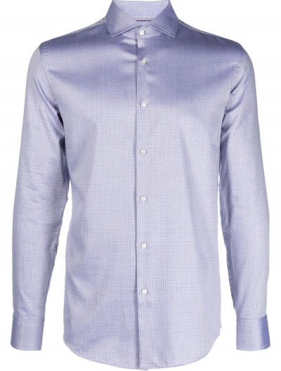 'H-Hank' cotton/lyocell micro-pattern shirt