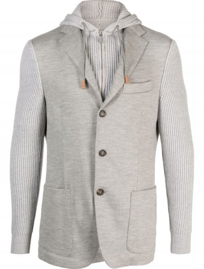 Wool/cotton jacket with detachable hood