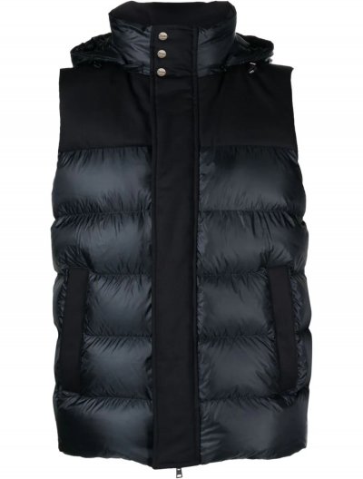 Ultralight blended wool vest with detachable hood