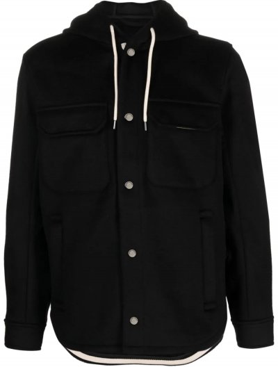 Wool hooded shirt jacket