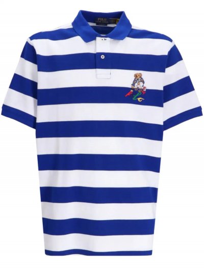 Custom fit cotton mesh striped polo shirt