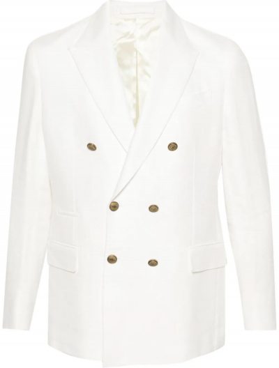 Double-breasted linen jacket