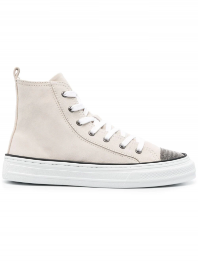 Monili-embellished high-top sneakers