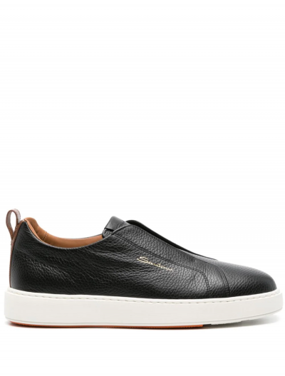 Laceless leather shoes