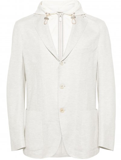 Linen/cotton jacket with detachable hood
