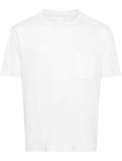 Λινό/Βαμβακερό t-shirt με τσέπη στο στήθος