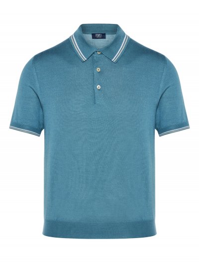 Knitted cashmere/silk polo shirt
