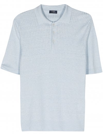 Cotton/linen ribbed polo shirt 