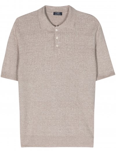 Linen/cotton ribbed polo shirt 