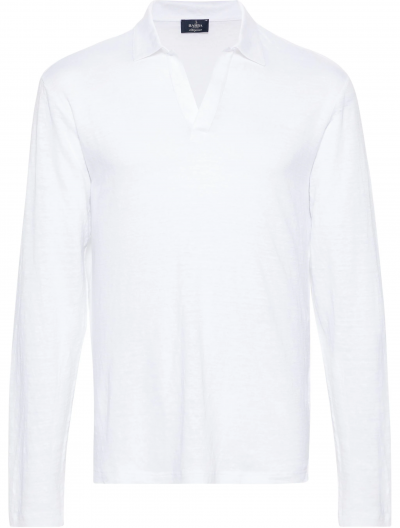 Linen long-sleeve polo shirt
