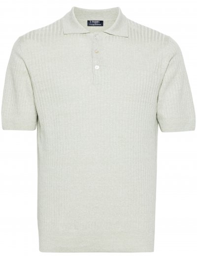 Linen/cotton ribbed polo shirt