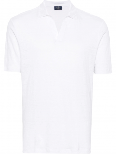 Buttonless linen polo shirt