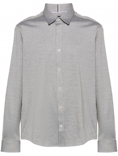 'Liam' cotton micro-pattern slim fit shirt