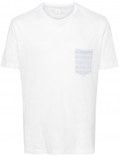 Λινό/Βαμβακερό t-shirt με τσέπη στο στήθος