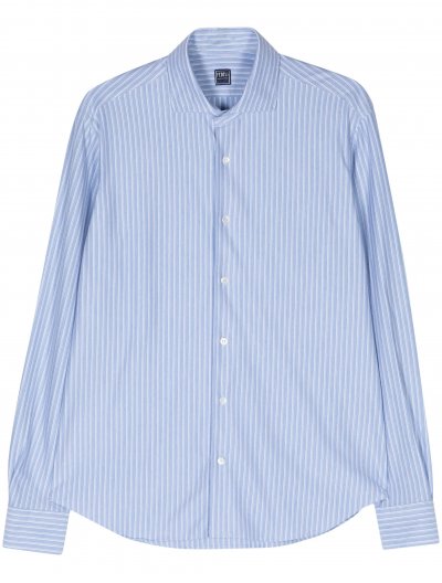 Blended cotton striped stretxh shirt