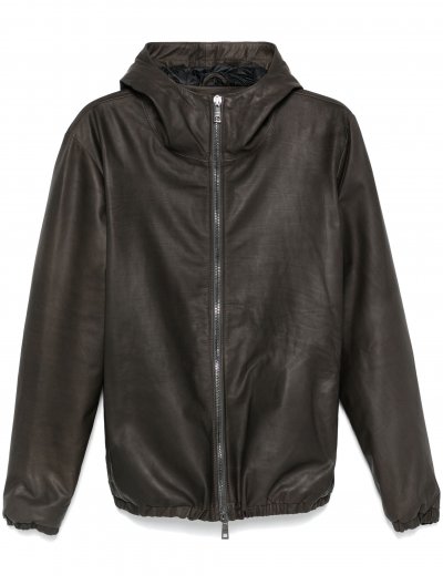 Hooded leather jacket