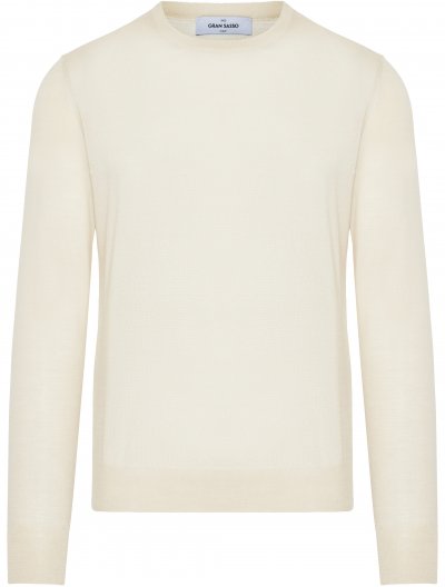 Wool/silk crew-neck knitwear