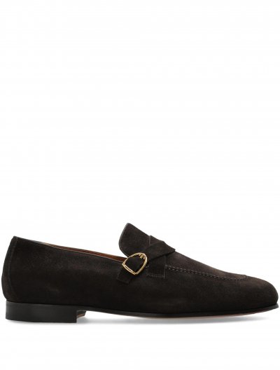 Suede buckle loafers