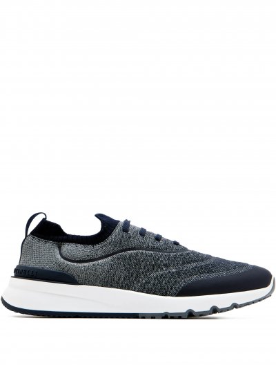 Techno cotton knit runners with heat-bonded details