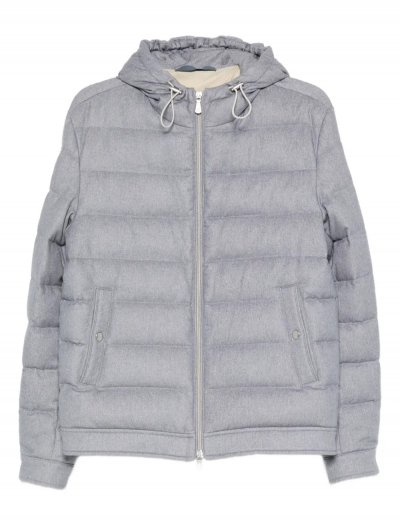 Silk/cashmere hooded quilted jacket