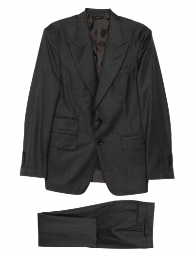 Micro-pattern wool suit