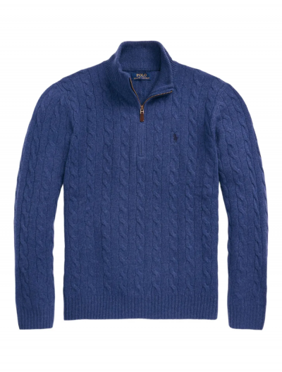 Wool/cashmere half-zip knitwear