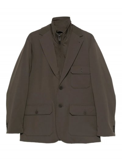 Padded multi-pocket blazer in nylon stretch-twill
