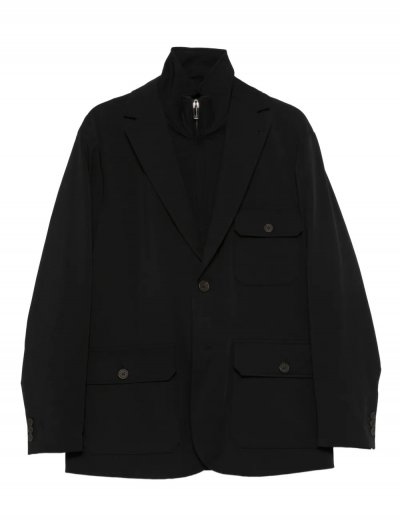 Padded multi-pocket blazer in nylon stretch-twill