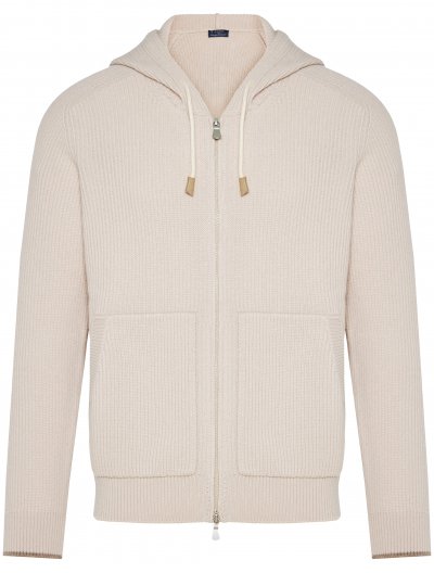 Μάλλινη/κασμίρ ζακέτα με κουκούλα