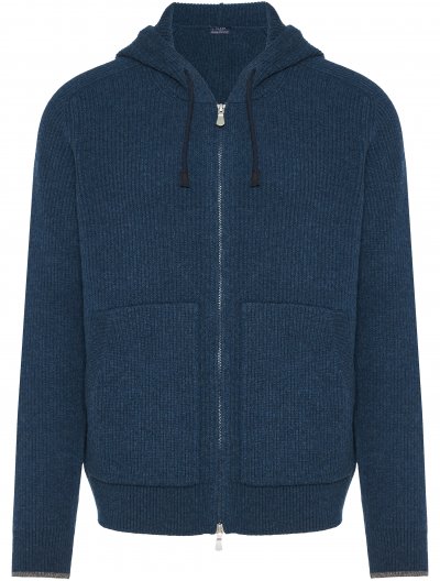 Μάλλινη/κασμίρ ζακέτα με κουκούλα