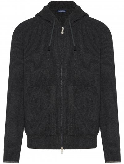 Μάλλινη/κασμίρ ζακέτα με κουκούλα