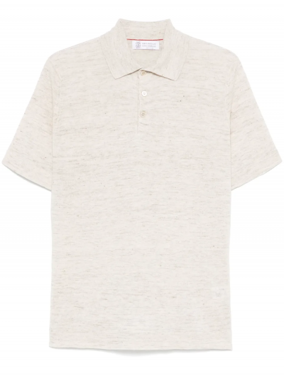 Λινή/βαμβακερή πλεκτή polo μπλούζα