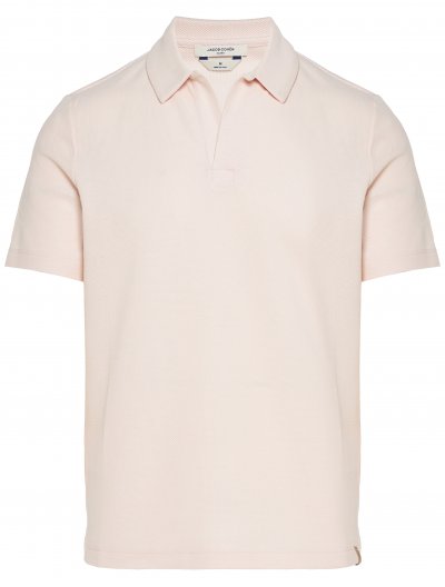 Cotton/silk buttonless polo shirt