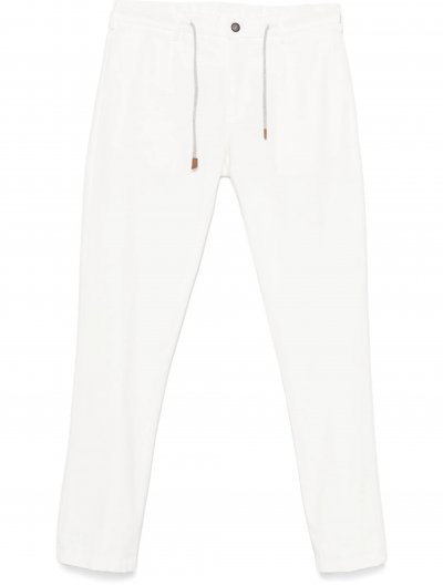 Drawsting cotton blend trousers