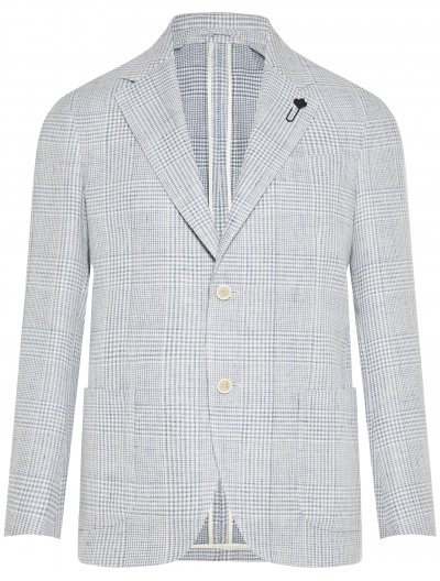 Linen/cotton/silk/wool checked jacket