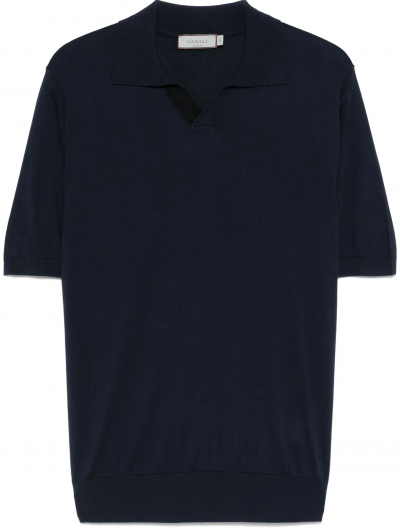 Βαμβακερή polo μπλούζα χωρίς κουμπιά με δερμάτινες λεπτομέρειες