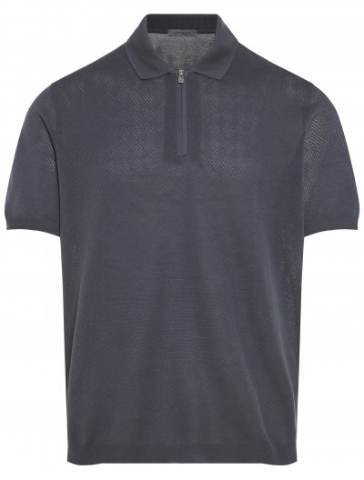 Βαμβακερή polo μπλούζα με φερμουάρ