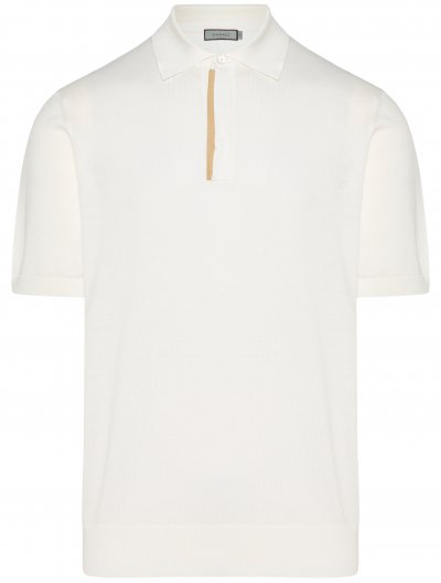 Βαμβακερή polo μπλούζα με δερμάτινες λεπτομέρειες