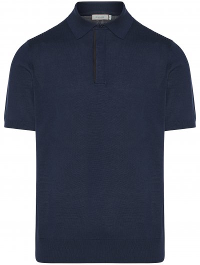 Βαμβακερή polo μπλούζα με δερμάτινες λεπτομέρειες