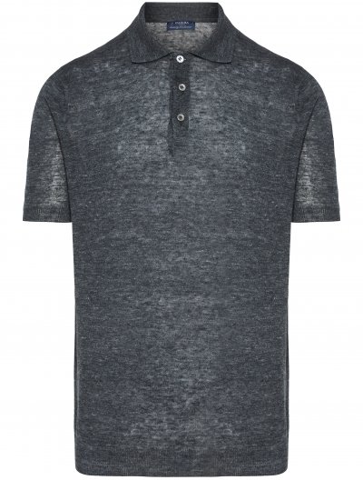 Λινή πλεκτή polo μπλούζα